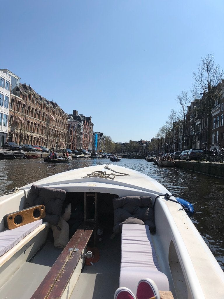 Boot Amsterdam, Watersport en Boten, Sloepen, Zo goed als nieuw, Grachtenboot, Afdekzeil, Anker, Kussenset, Zwemtrap/-plateau
