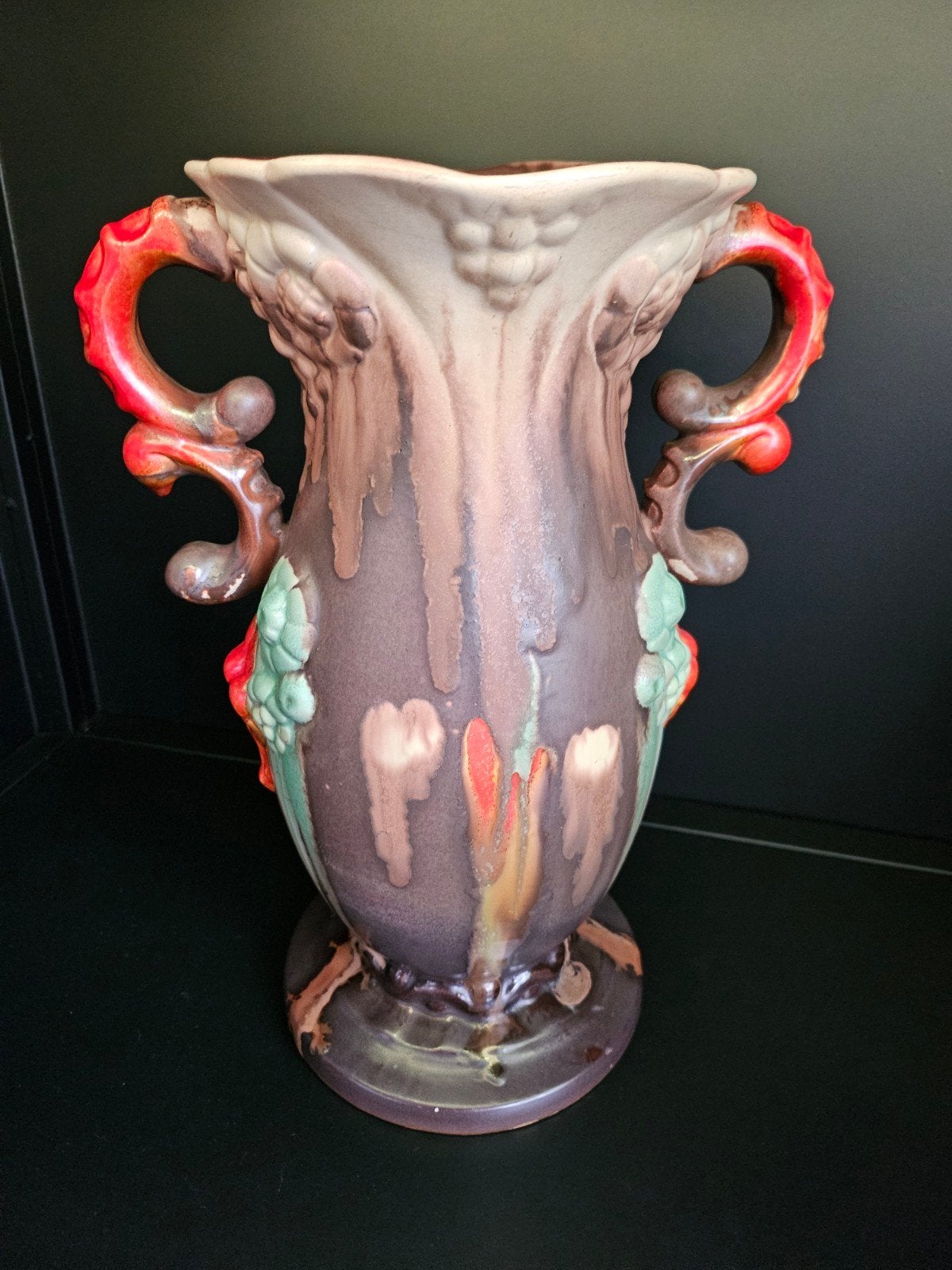 Antieke Art Nouveau Vaas – Majolica / Barbotine – H 29.5 cm, Antiek en Kunst, Ophalen of Verzenden