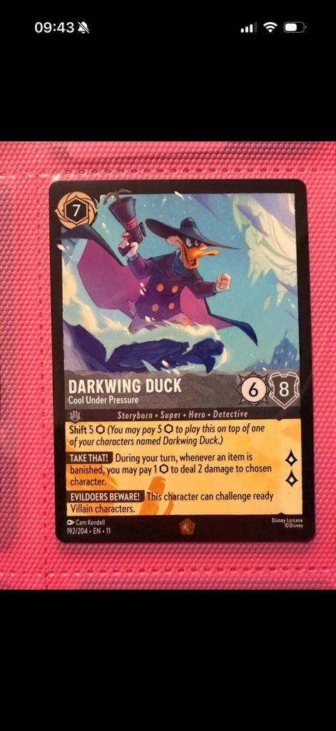 Darkwing Duck Disney Lorcana, Verzamelen, Disney, Gebruikt, Papier, Kaart of Schrift, Overige figuren, Ophalen of Verzenden