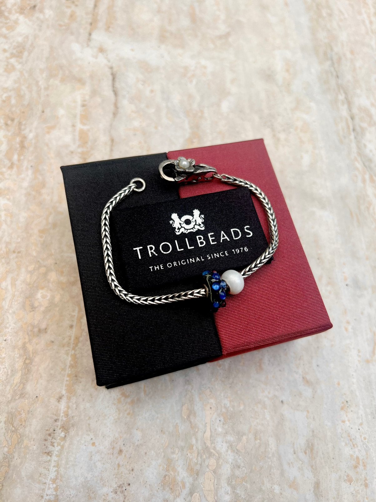 Trollbeads armband 16 cm met parelslot en parelbedel, Sieraden, Tassen en Uiterlijk, Bedels, Ophalen, Gebruikt, Trollbeads, 1 bedel