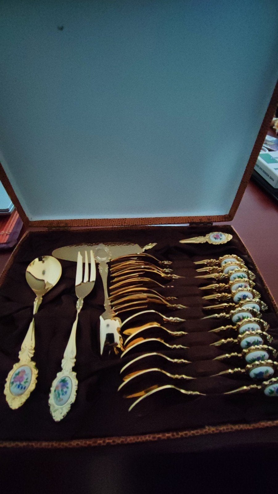Vintage Bestekset met Porseleinen Handvatten, Antiek en Kunst, Antiek | Bestek, Ophalen