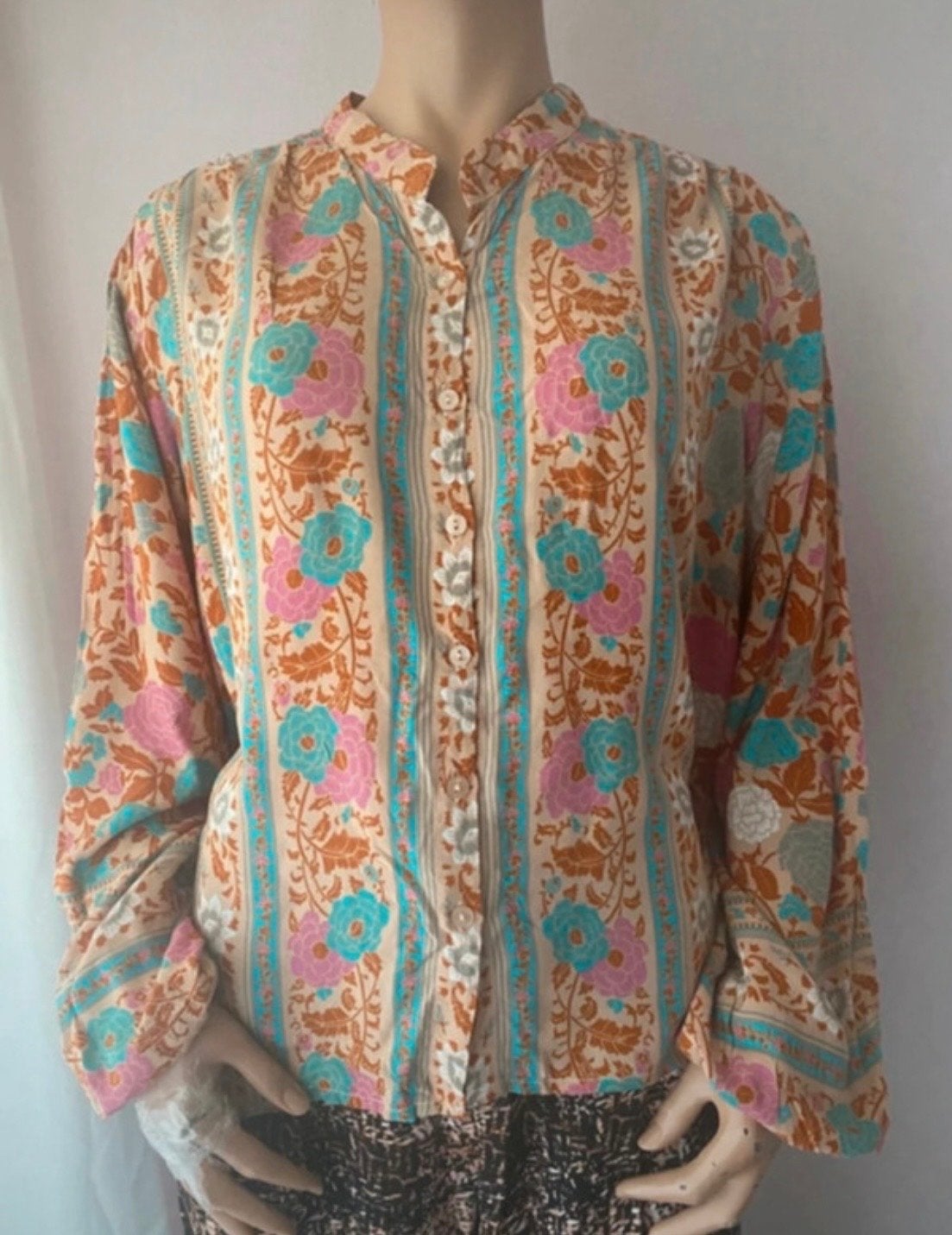 Bindi Blouse 100% Rayon Bloemenprint Maat M/L, Maat 38/40 (M), Meerkleurig, Ophalen of Verzenden, Gedragen