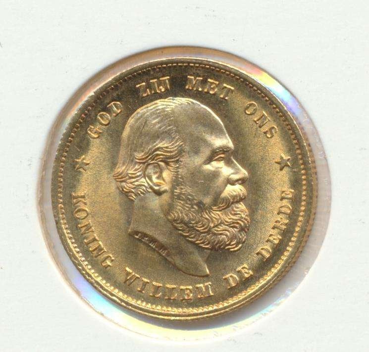 Nederland gouden tientje 1876 Willem 3, Ophalen of Verzenden, Goud