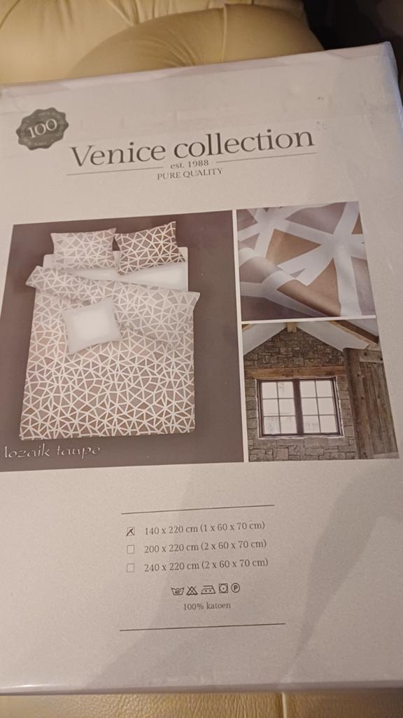 Venice Collection Dekbedovertrek Mozaïek Taupe 140x220, Ophalen of Verzenden