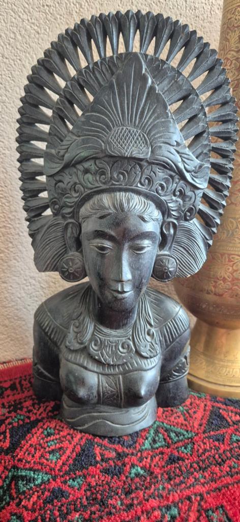 Balinese Houten Buste Djanger Danseres - Handgesneden, Antiek en Kunst, Ophalen of Verzenden