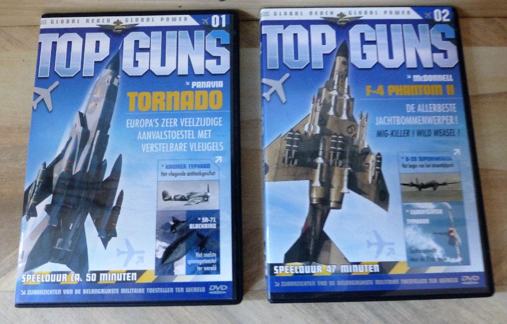 DvD's: Top Guns deel 1 Tornado en deel 2 F-4 Phantom II, Ophalen, Zo goed als nieuw, Overige typen