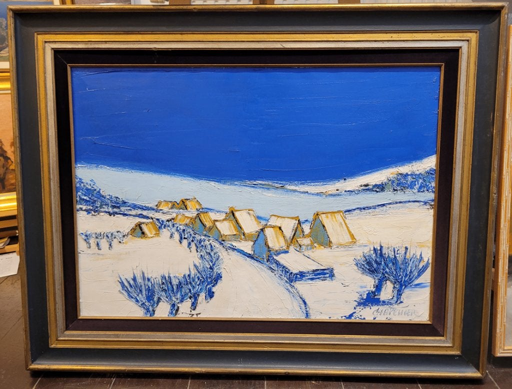 José CHAPELLIER, kobaltblauwe winter, Ophalen, Doek, Expressionistisch, Landschap