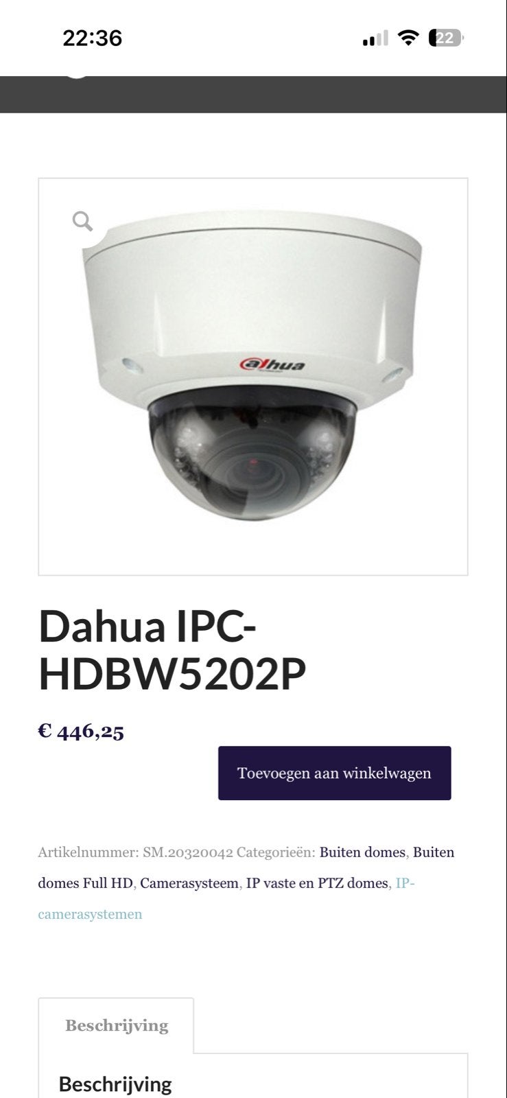 Dahua Beveiligingsset: 2 Camera's en Opslagsysteem, Ophalen of Verzenden, Gebruikt, Binnencamera