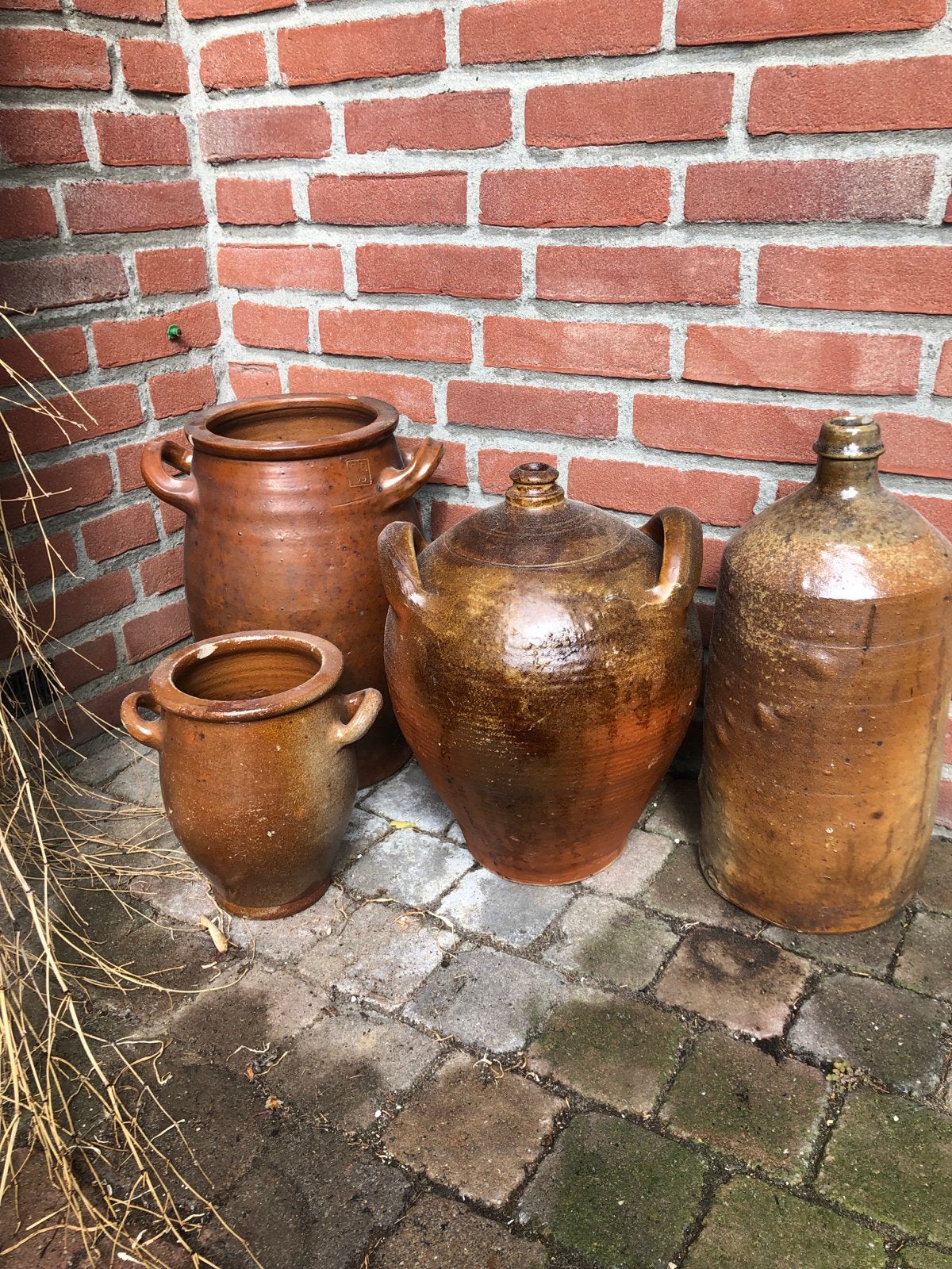 Oude bruine aardewerk potten en kruik - Privé verzameling, Antiek en Kunst, Ophalen
