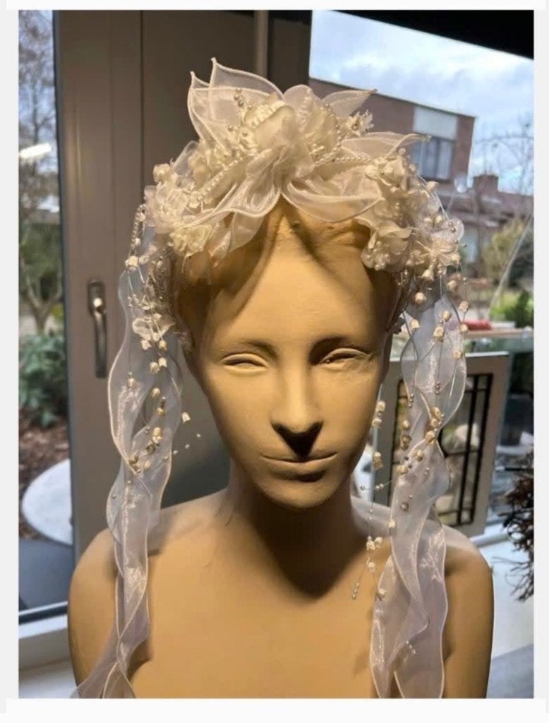 Elegante bruidsdiadeem, wit, Wit, Ophalen of Verzenden, Zo goed als nieuw, Accessoires