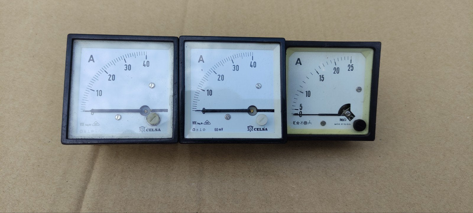 Set van 3 vintage ampèremeters - Celsa en Index, Ophalen of Verzenden