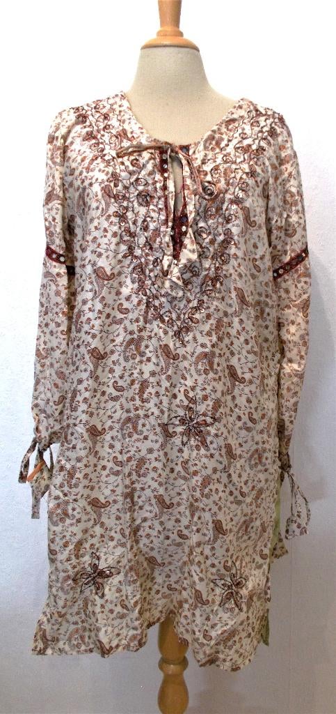Batik 100% silk jurkje/tuniek van Hippy Chick (Ibiza) L, Kleding | Dames, Blouses en Tunieken, Zo goed als nieuw, Maat 42/44 (L)