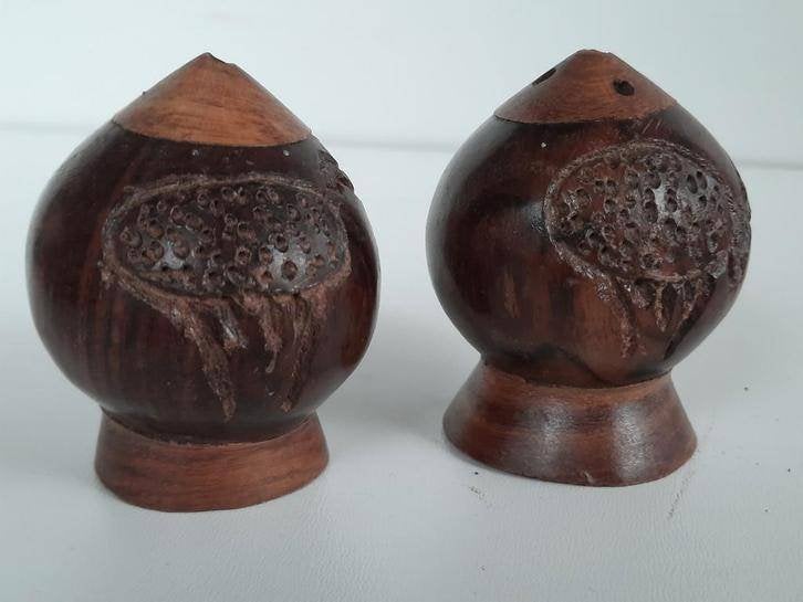 handgemaakt houten peper & zoutstel, Ophalen of Verzenden, Zo goed als nieuw