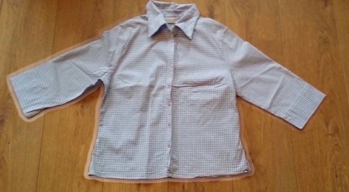 Lichtblauw/wit geruite blouse. Maat S. Merk, Ophalen of Verzenden, Gedragen, Maat 36 (S), Blauw