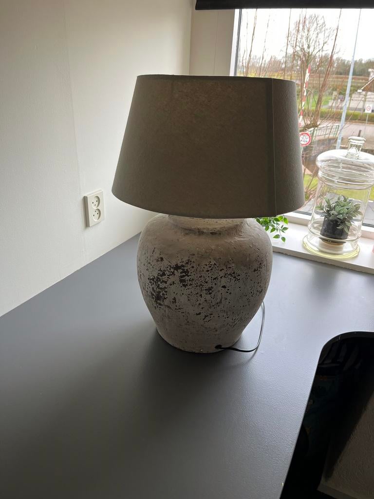 Schemerlamp, Huis en Inrichting, Lampen | Lampenkappen, Ophalen, Beige, Rond, Zo goed als nieuw
