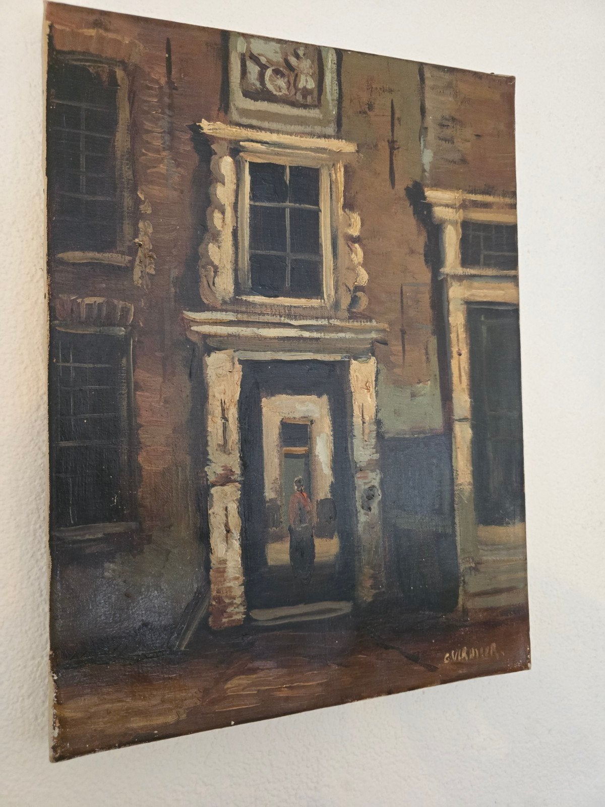 schilderij Stadsgezicht - Gesigneerd, Gesigneerd, Doek, Realistisch, Ophalen of Verzenden