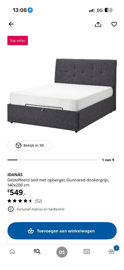 Idanas ikea opberg boxpring 140x200, Huis en Inrichting, Ophalen, Tweepersoons, 140 cm, Zo goed als nieuw
