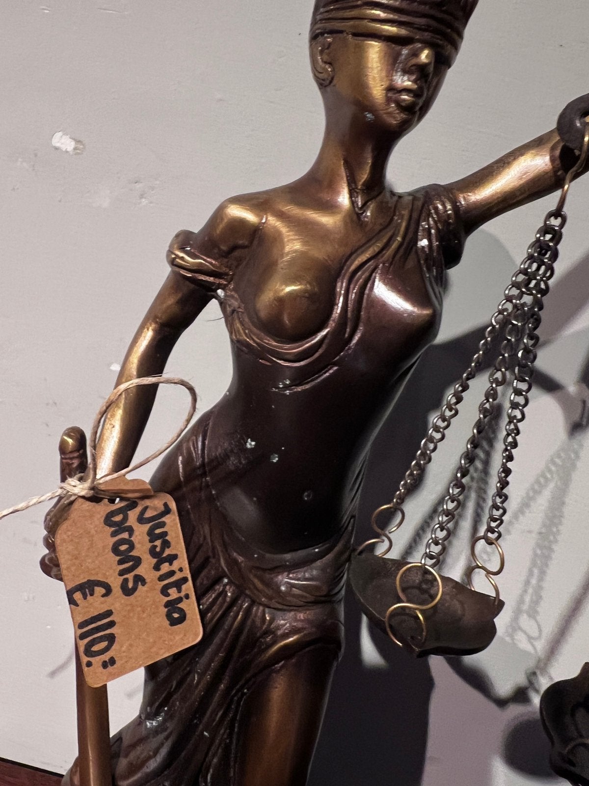 Brons beeld vrouwe justitia 39 cm hoog, Verzamelen, Ophalen of Verzenden, Nieuw, Mens