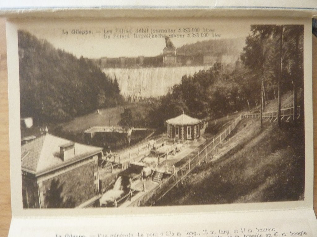 ansicht jaren 50 leeuw bij stuwdam Gileppe Ardenne 7x in map, Verzenden, 1940 tot 1960, Ongelopen, Stad of Dorp