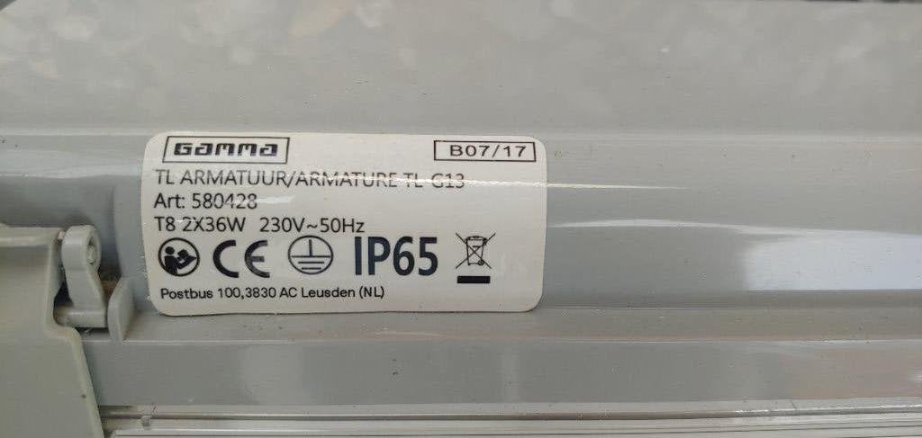 tl armatuur 2x36w. Twee stuks!, Ophalen, Zo goed als nieuw, Minder dan 50 watt, Armatuur