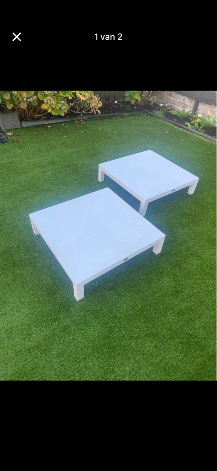 Set van 2 Bellagio salontafels voor buiten, Tuin en Terras, Tuintafels, Ophalen, Zo goed als nieuw, Vierkant, Overige materialen