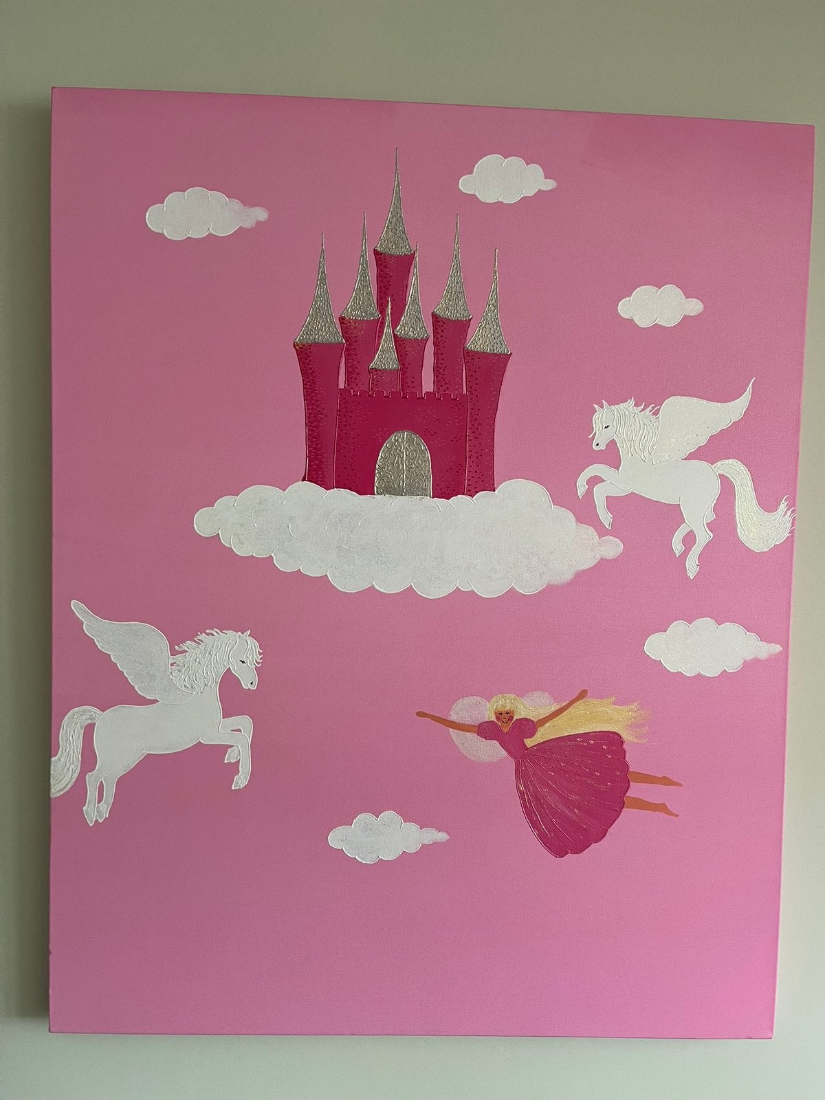 Schilderij voor meisjes prinsessen slaapkamer kamer roze, Ophalen of Verzenden, Zo goed als nieuw, Wanddecoratie