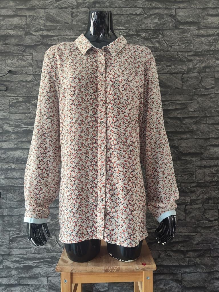 Licht transparante blouse - bloes met bloemenprint maat 46, Ophalen of Verzenden, Zo goed als nieuw, Maat 46/48 (XL) of groter