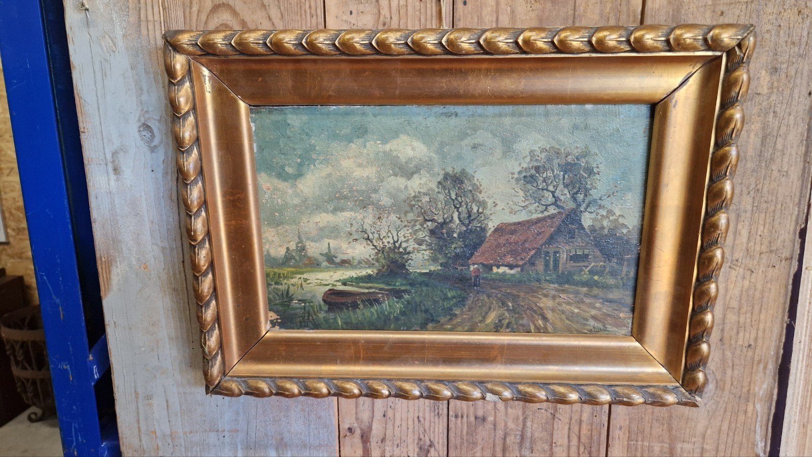 Antiek schilderij Kievit eiken paneel, Antiek en Kunst, Ophalen of Verzenden