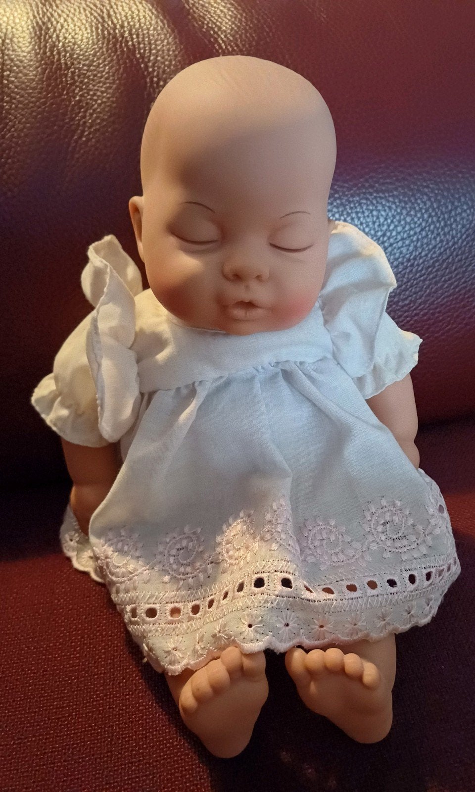 Vintage opwindbaar bewegend muziek pop van Lissy Bath 30 cm, Verzamelen, Poppen, Ophalen, Gebruikt, Pop