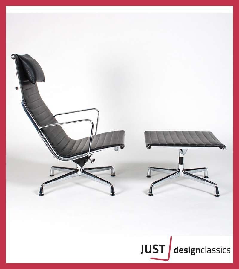 Vitra Eames ea124 & ea125 Zwart Premium Leder Chroom, Huis en Inrichting, Fauteuils, Zo goed als nieuw