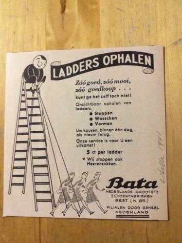 BATA - Ladders ophalen - Advertentie uit Tijdschrift 1941, Ophalen of Verzenden, 1940 tot 1960, Knipsel(s)