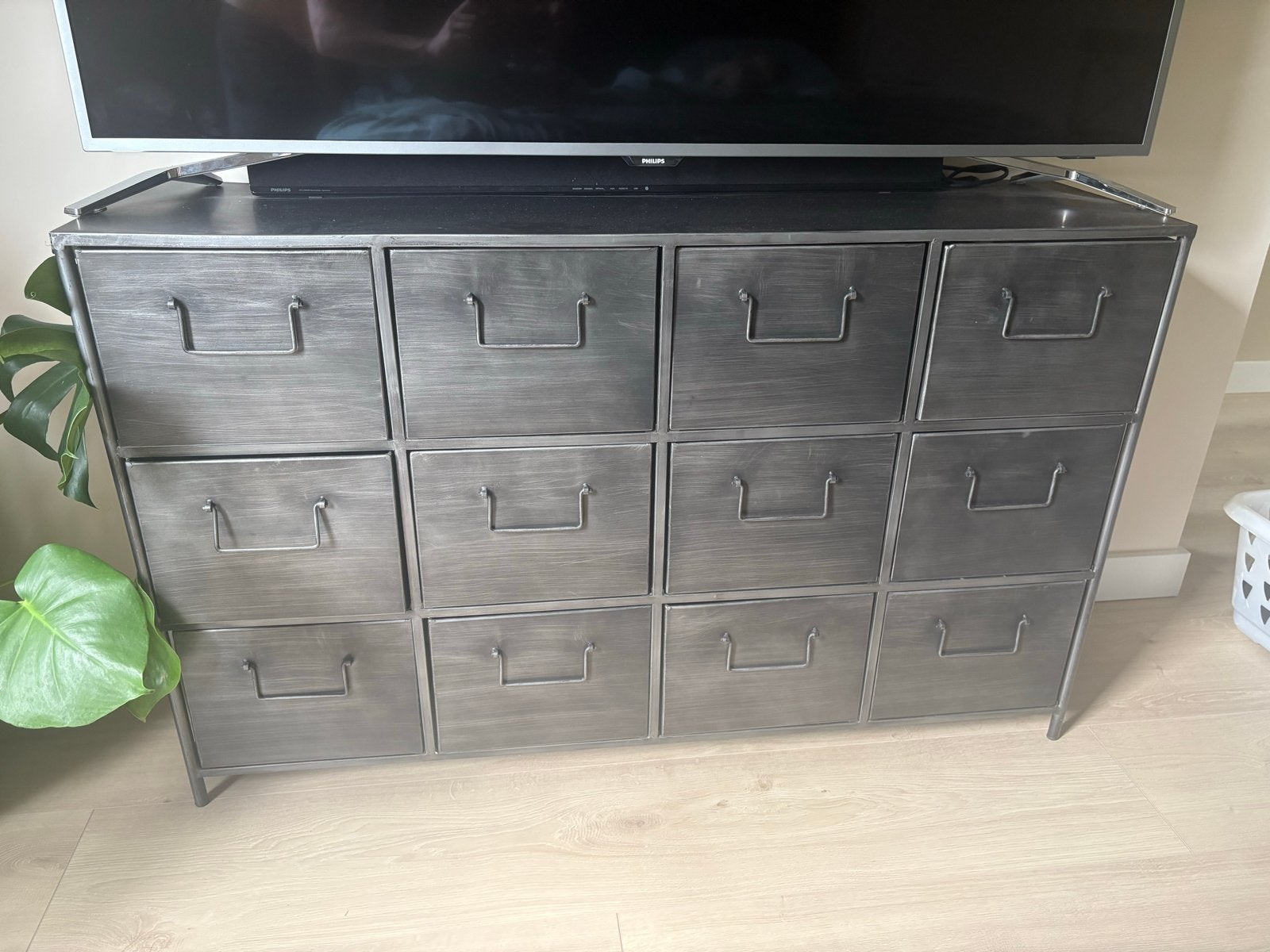 Stalen ladekast met 12 lades - Industrieel design, Ophalen, Gebruikt, 100 tot 150 cm, 5 laden of meer
