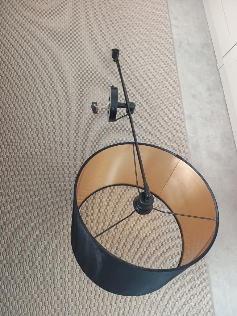 2 Rietveld zwenkarm hanglampen, 40cm, velours, metalen arm., Huis en Inrichting, Ophalen, Zo goed als nieuw, Stof, 75 cm of meer