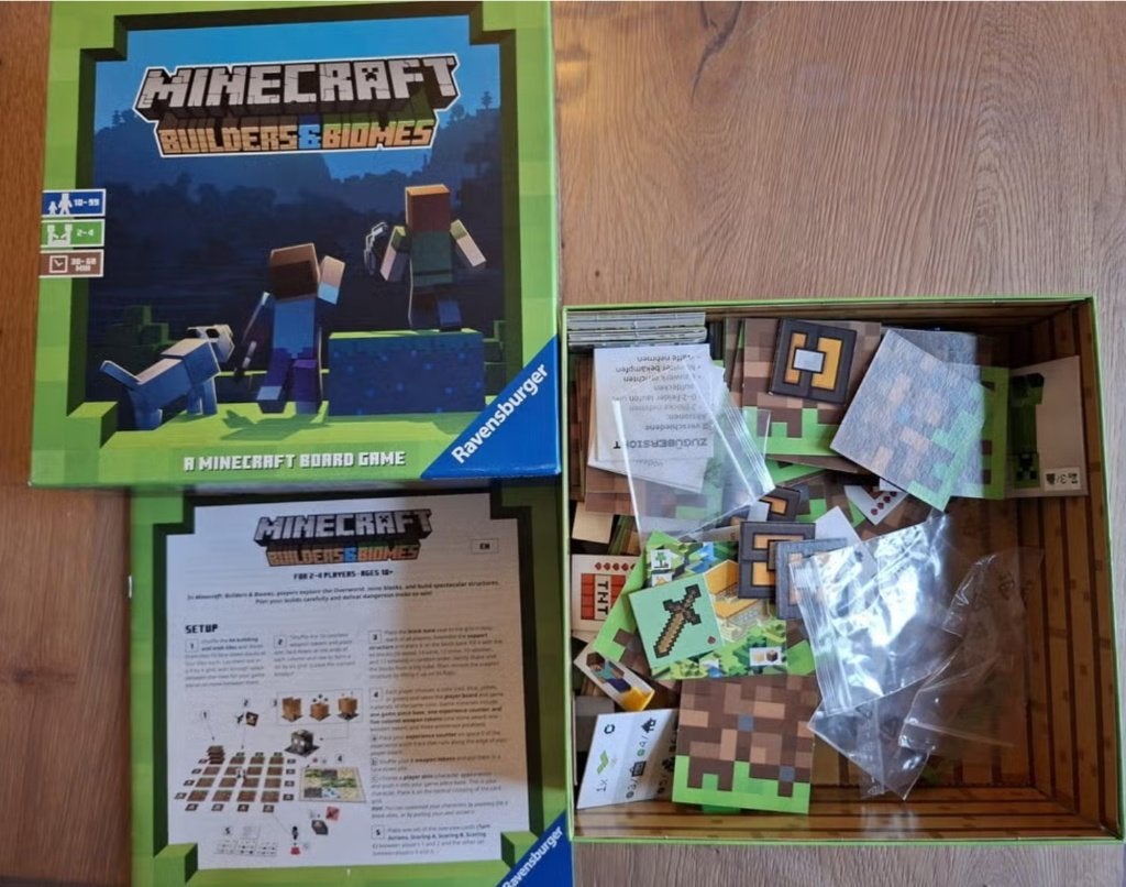 Minecraft Builders & Biomes Bordspel Ravensburger, Hobby en Vrije tijd, Een of twee spelers, Ophalen of Verzenden, Zo goed als nieuw