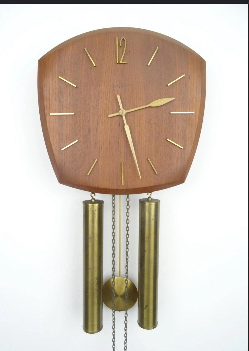Vintage Junghans Pendulum Wall Clock in Teak from the 19, Ophalen, Zo goed als nieuw, Wandklok