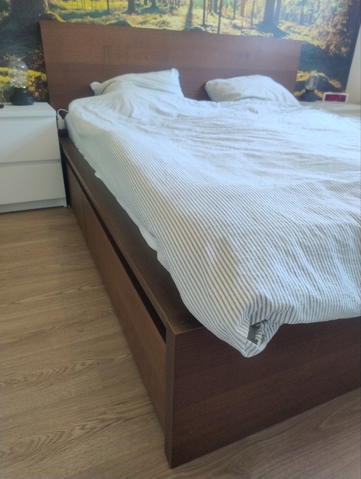 IKEA MALM tweepersoonsbed 180x200 cm donkerbruin compleet, Ophalen, Gebruikt, Bruin, Tweepersoons