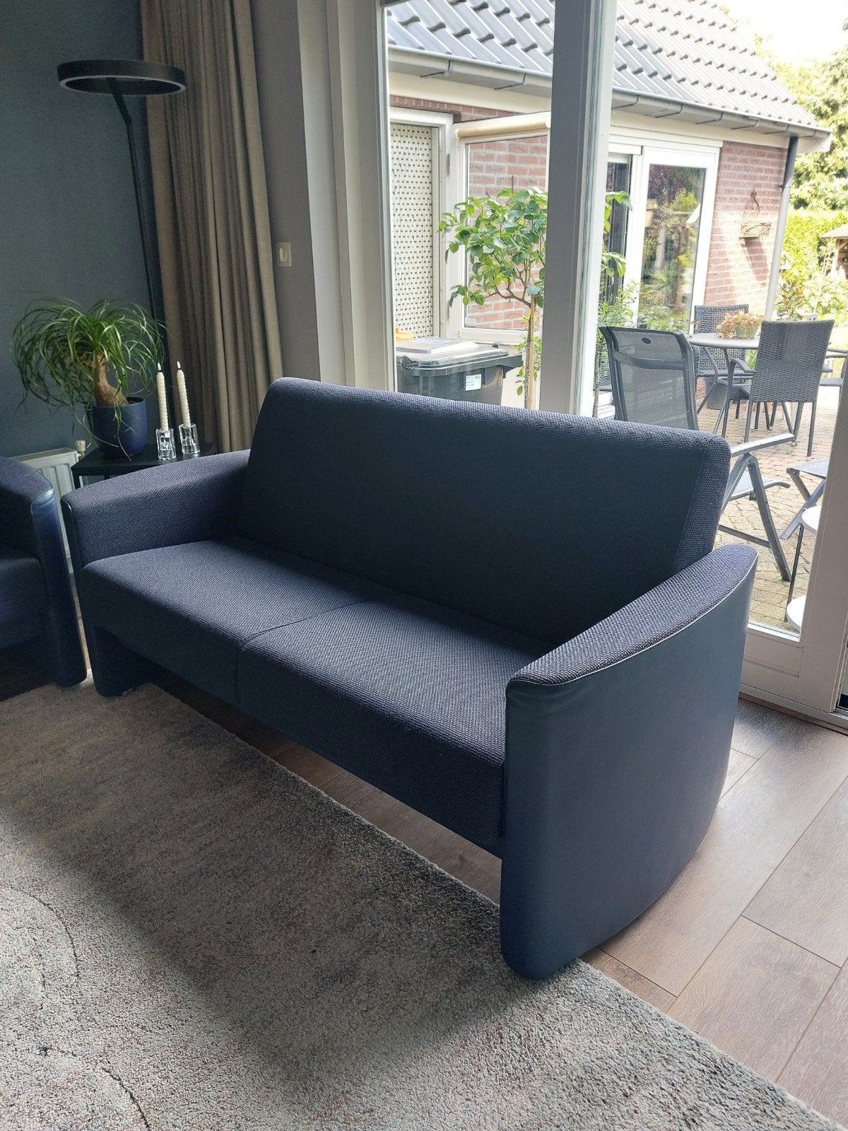 blauwe 2 en 2.5 zitsbank, Huis en Inrichting, Banken | Bankstellen, Ophalen, Gebruikt, 150 tot 200 cm, Tweepersoons