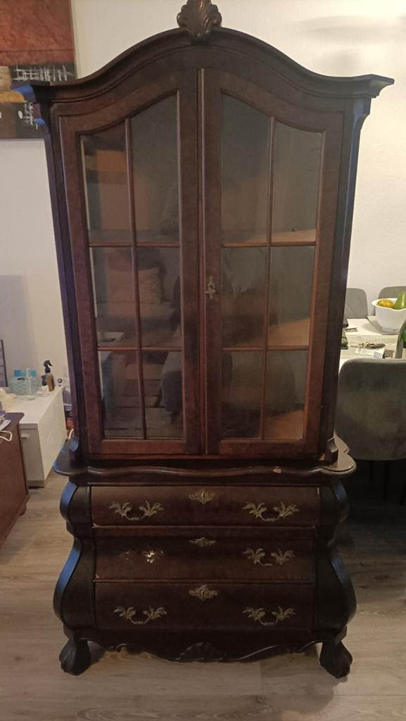 Antieke vitrinekast met lades - Klassiek design, Ophalen of Verzenden