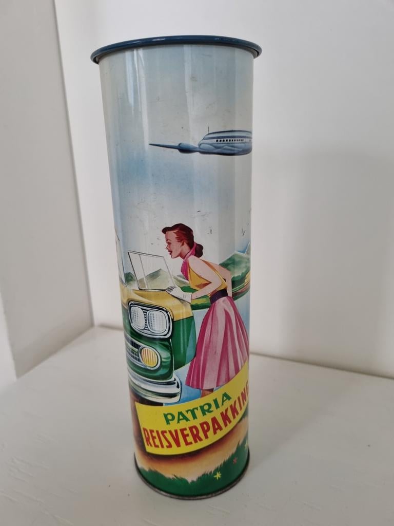 Retro, vintage oud blik, patria reisverpakking, Verzamelen, Blikken, Ophalen of Verzenden, Gebruikt, Overige