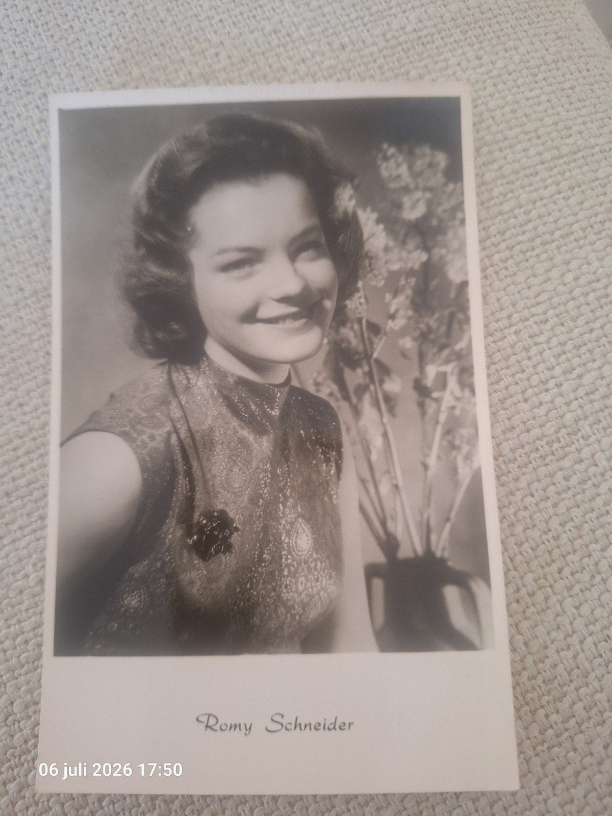 Romy Schneider fotokaart, Ophalen of Verzenden, Gebruikt, Film, Foto of Kaart