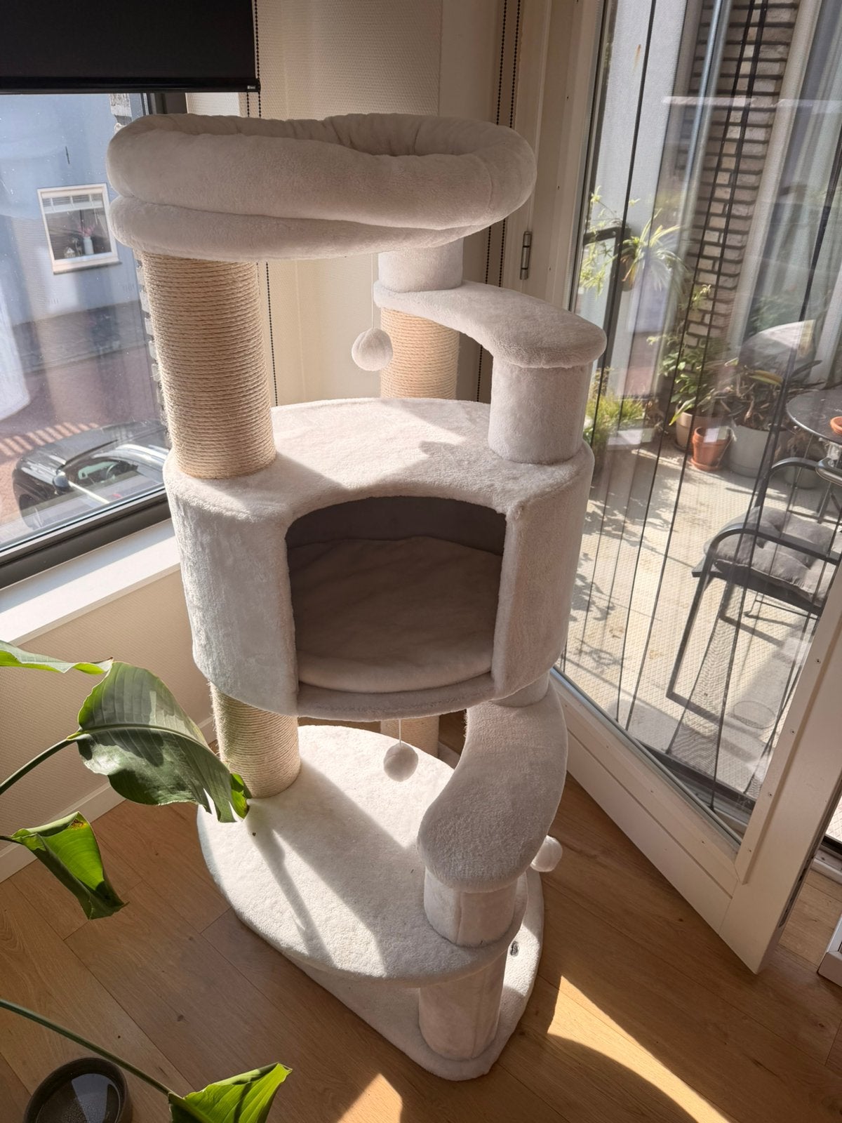 Witte krabpaal voor XL katten, Ophalen, Zo goed als nieuw, Krabpaal