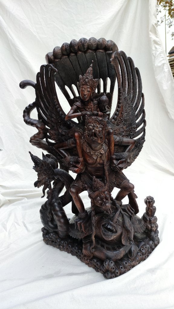 houten beeld Vishnu, Antiek en Kunst, Ophalen, 50 - 100 cm, Handgemaakt, Hout