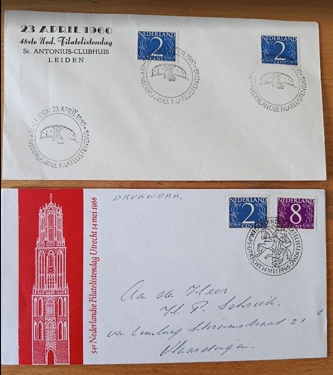 2x Filatelistendag 1960 & 1966, Postzegels en Munten, Verzenden, Na 1940, Gestempeld
