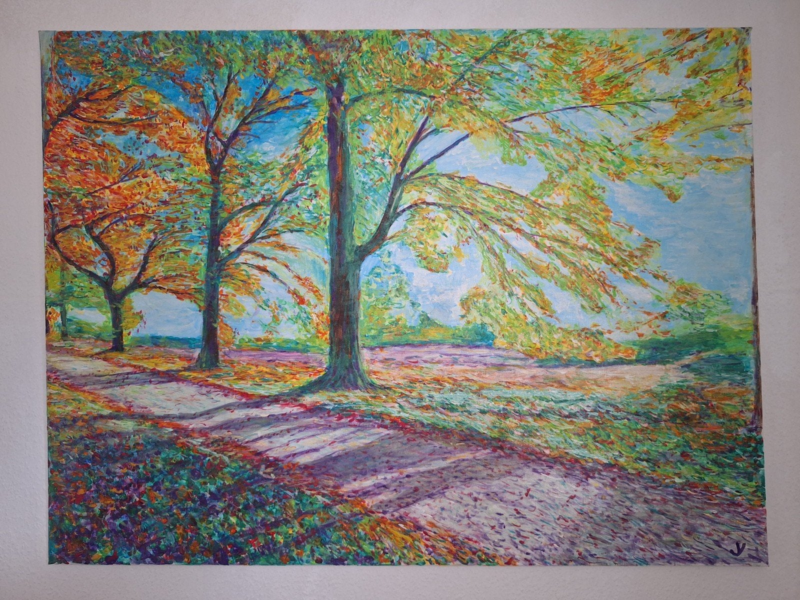 Schilderij 'Herfstbos' - Levendige kleuren, Ophalen of Verzenden