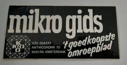 Sticker Micro gids 't goedkoopste omroepblad, Ophalen of Verzenden, Zo goed als nieuw, Film, Tv of Omroep