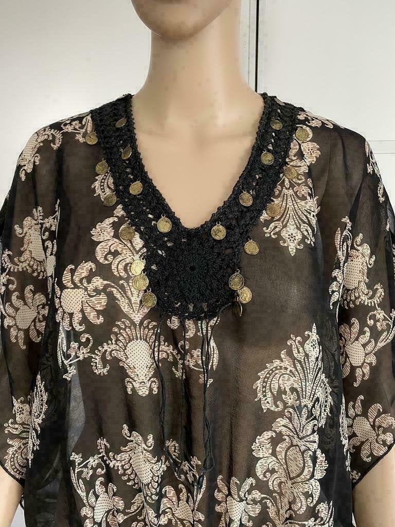 B228 CARLING blouse tuniek top zwart/bruin/beige Maat 40=M, Kleding | Dames, Maat 38/40 (M), Zwart, Ophalen of Verzenden, Zo goed als nieuw