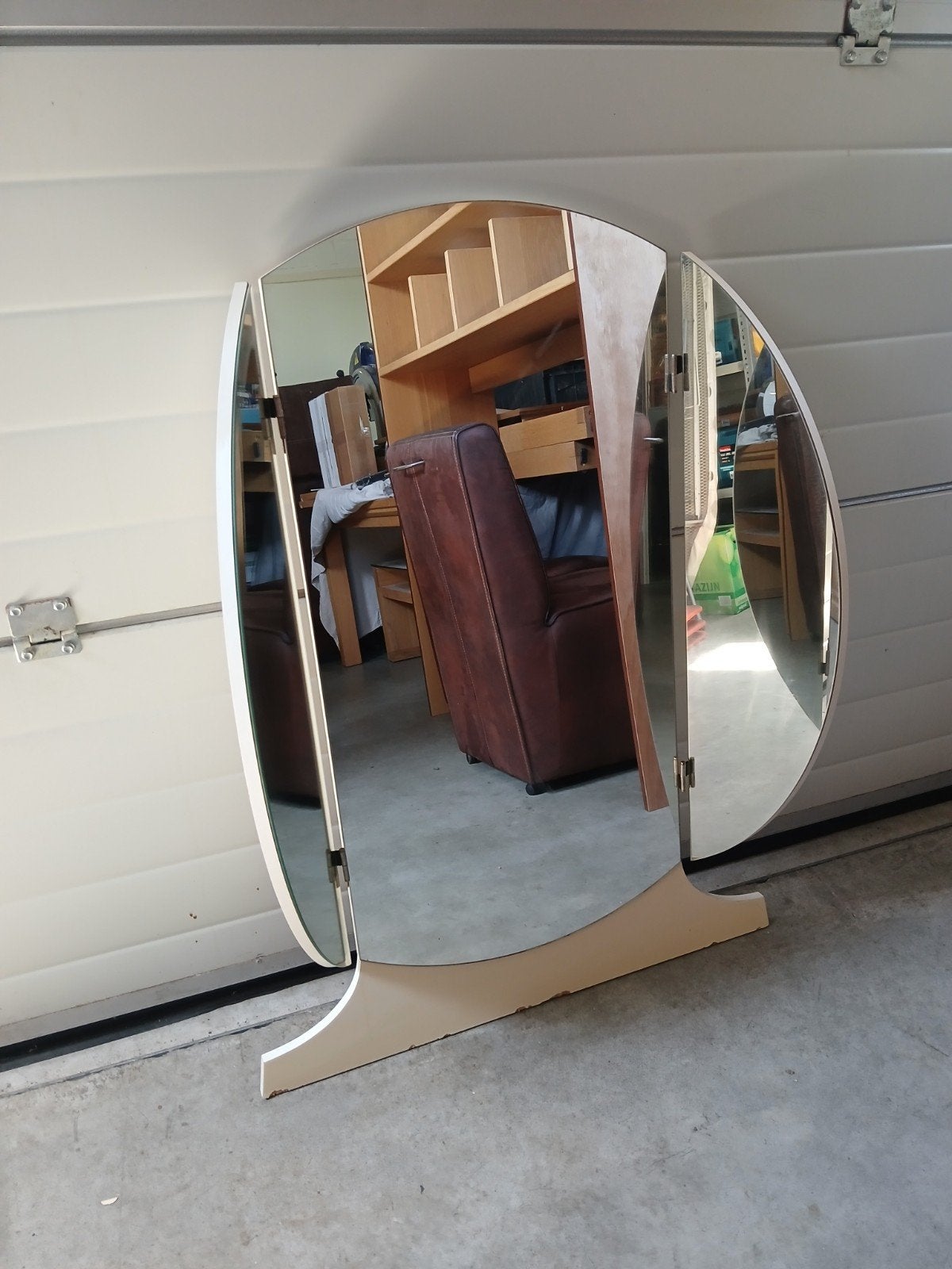 Vintage drieluik spiegel - Art Deco stijl, Ophalen, Gebruikt, 75 tot 100 cm, Minder dan 100 cm