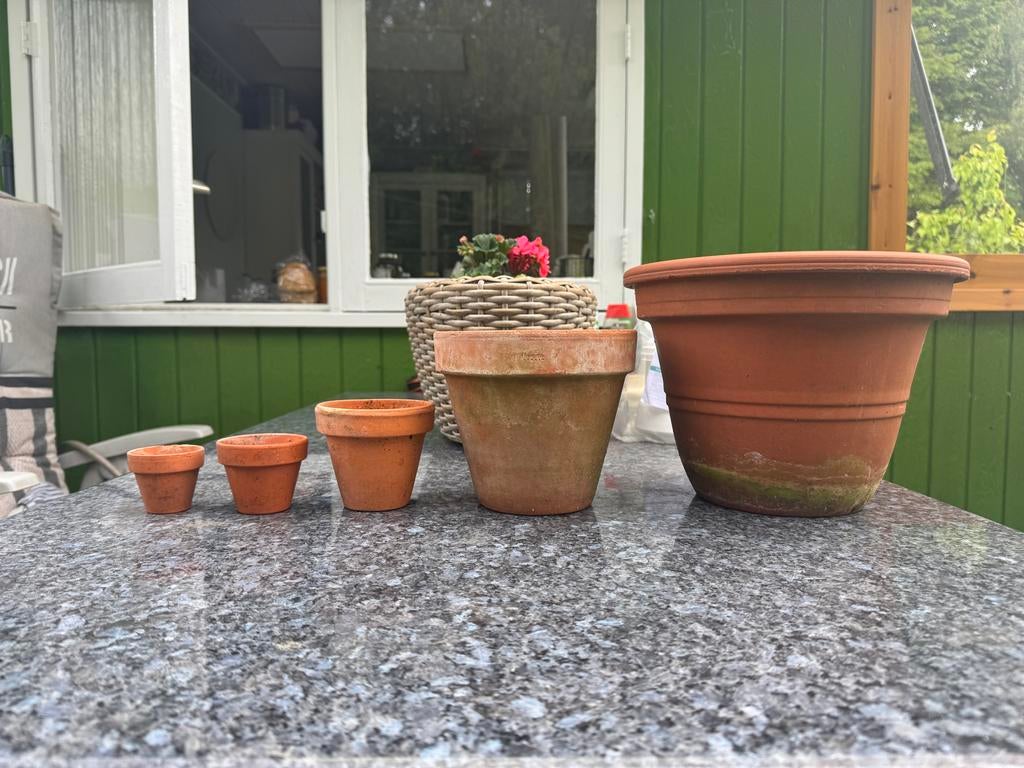 Set van 5 Terracotta Bloempotten - Groot naar Klein, Tuin en Terras, Bloempotten, Ophalen, Gebruikt, Rond, Binnen