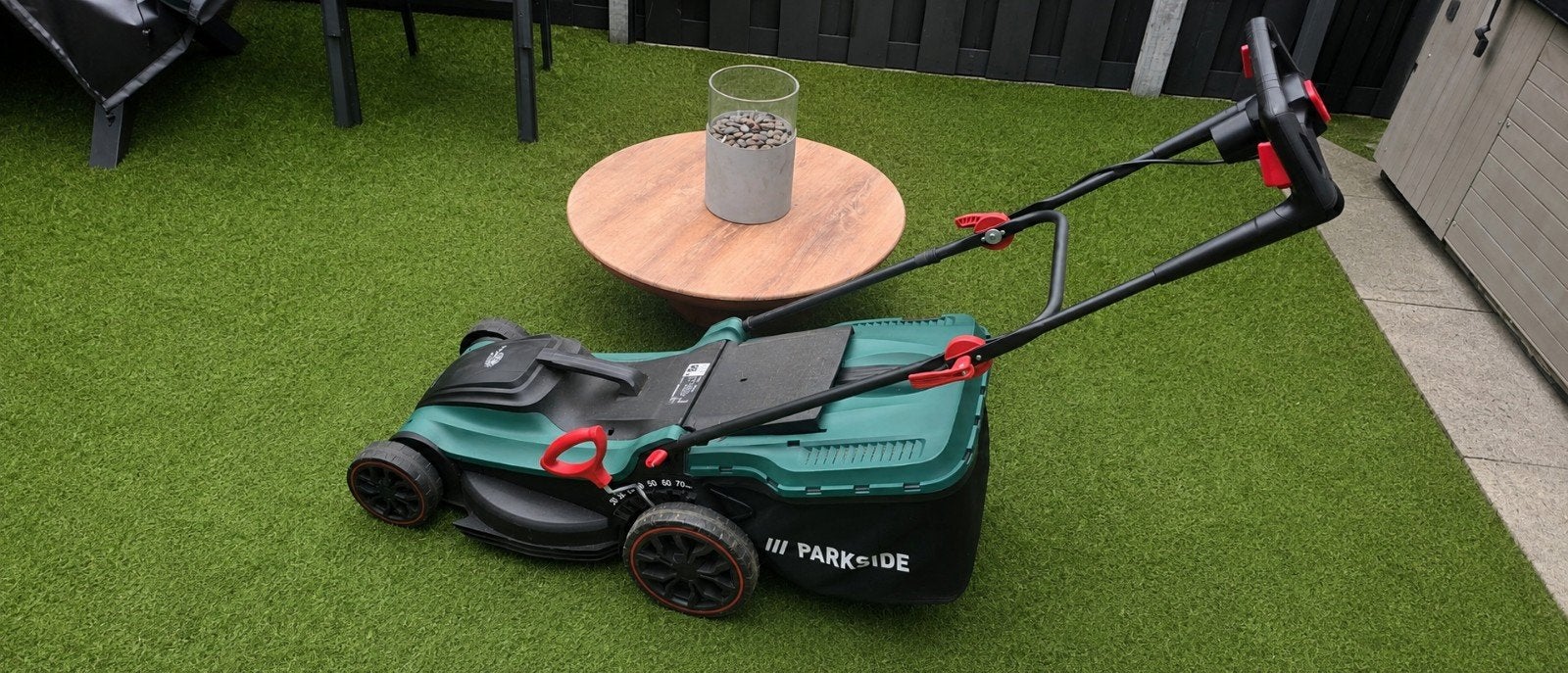 Parkside elektrische grasmaaier 1800 W - Zo goed als nieuw, Ophalen, Cirkelmaaier, Elektrische grasmaaier, Opvangbak