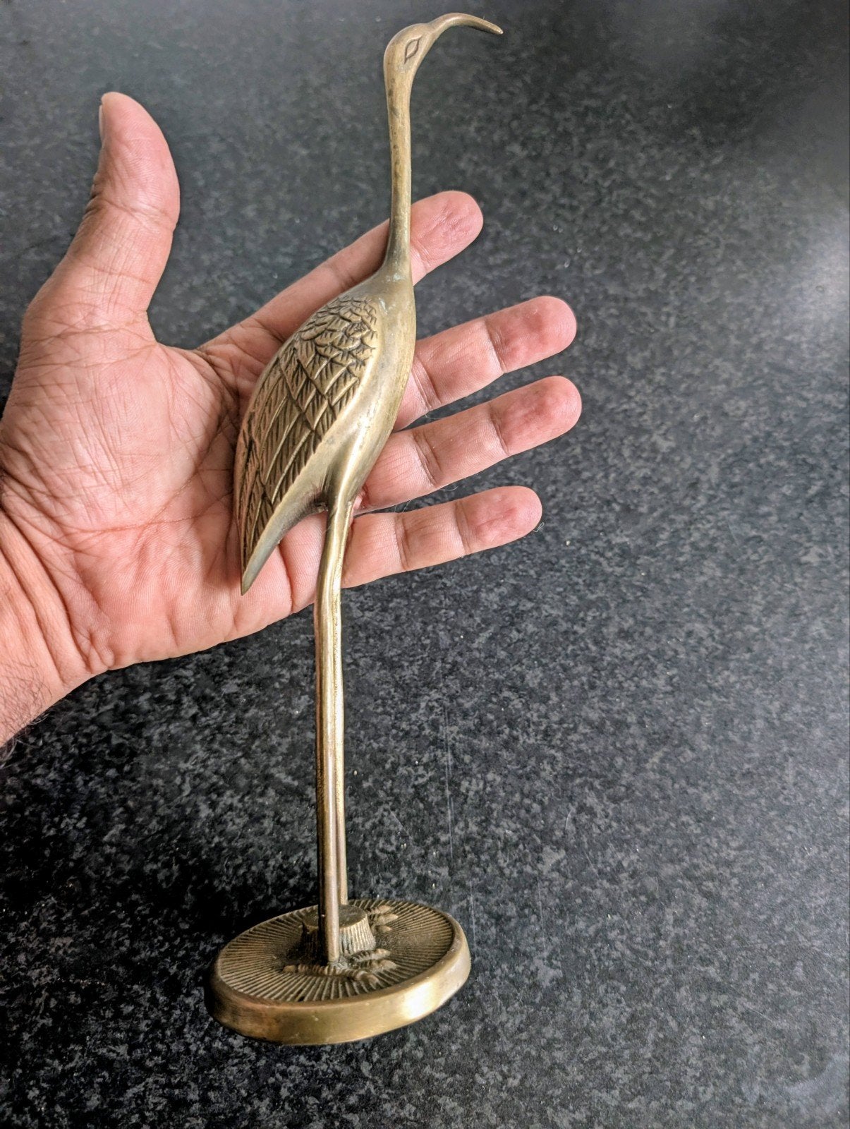 Vintage Messing Kraanvogel Beeldje - Elegante Decoratie, Antiek en Kunst, Ophalen of Verzenden